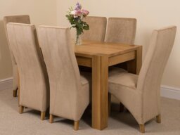 Rackhams Kuba Small Oak Dining Table with Lola Fabric Chairs - 4 chairs - Black - thumbnail 5