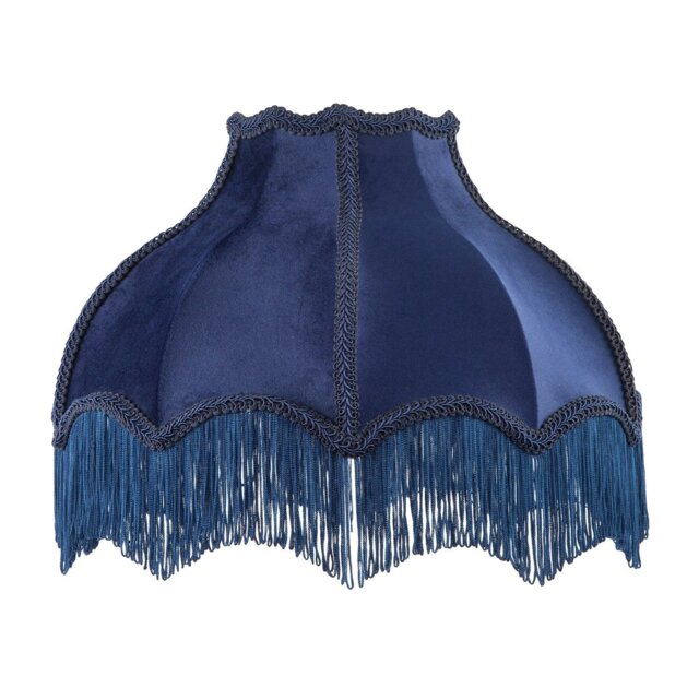 Rackhams Classic Victorian Lamp Shade in Midnight Blue Velvet with Navy Trims - image 1
