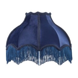 Rackhams Classic Victorian Lamp Shade in Midnight Blue Velvet with Navy Trims - thumbnail 1