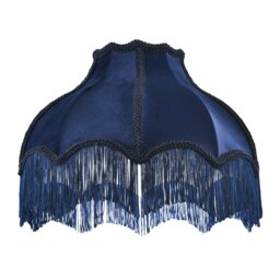 Rackhams Classic Victorian Lamp Shade in Midnight Blue Velvet with Navy Trims - thumbnail 3