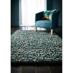 Rackhams Rocks Blue Shaggy Pile Wool Rug - 160X230 cm - thumbnail 3
