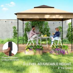 Rackhams 3 x 3(m) Pop Up Gazebo, Height Adjustable Instant Event Shelter with Netting and Carrying Bag, Beige - thumbnail 5