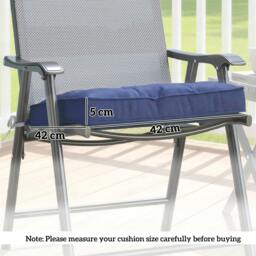 Rackhams 42 x 42cm Replacement Garden Seat Cushion Pad with Ties, Dark Blue - Dark Blue - Polyester, Foam - Outdoor Seat Cushion - thumbnail 4