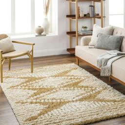 Rackhams Urban Shag-Modern Camel Ivory Soft Plush Pile Rug - 130 x 170 cm - thumbnail 1