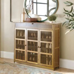Rackhams Large 4 Tier Wooden Shoe Storage Cabinet Organiser Brown - Brown - Brown