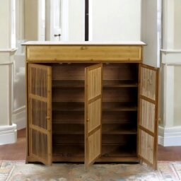 Rackhams Large 4 Tier Wooden Shoe Storage Cabinet Organiser Brown - Brown - Brown - thumbnail 5