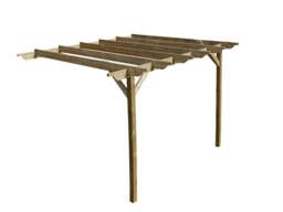 Rackhams Wall Mounted Wooden Pergola Kit - Sculpted Design - Natural (Light Green) - 3m x 3m - thumbnail 2