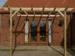Rackhams Wall Mounted Wooden Pergola Kit - Sculpted Design - Natural (Light Green) - 3m x 3m - thumbnail 4