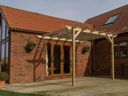 Rackhams Wall Mounted Wooden Pergola Kit - Sculpted Design - Natural (Light Green) - 3m x 3m - thumbnail 5