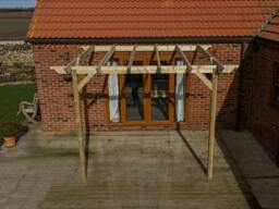 Rackhams Wall Mounted Wooden Pergola Kit - Sculpted Design - Natural (Light Green) - 3m x 3m - thumbnail 3