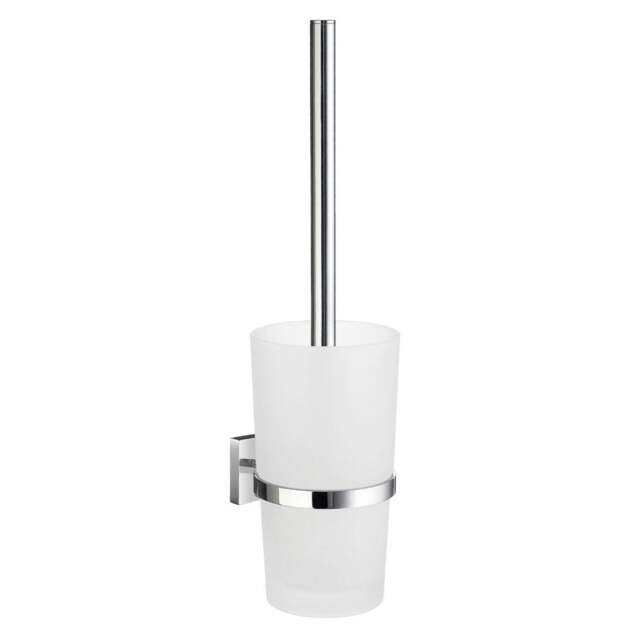 Rackhams Polished Chrome Toilet Brush and Frosted Glass Holder