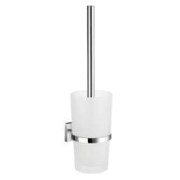 Rackhams Polished Chrome Toilet Brush and Frosted Glass Holder