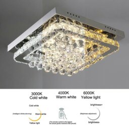 Rackhams 40cm W Chrome Finished Square LED Ceiling Light - Warm Glow - Dimmable - thumbnail 6