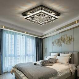 Rackhams 40cm W Chrome Finished Square LED Ceiling Light - Warm Glow - Dimmable - thumbnail 2