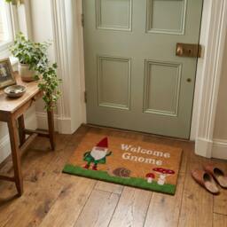 Rackhams Garden Gnome and Mushroom Natural Coir Welcome Doormat - thumbnail 1