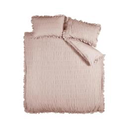 Rackhams Seersucker Frill Duvet Cover Set - Pink - Double - thumbnail 6