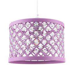 Rackhams Modern Ornate Lavender Lilac Pendant Shade with Clear Acrylic Beads