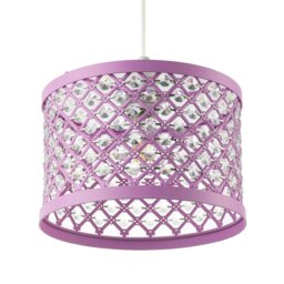Rackhams Modern Ornate Lavender Lilac Pendant Shade with Clear Acrylic Beads - thumbnail 4