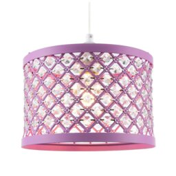 Rackhams Modern Ornate Lavender Lilac Pendant Shade with Clear Acrylic Beads - thumbnail 2