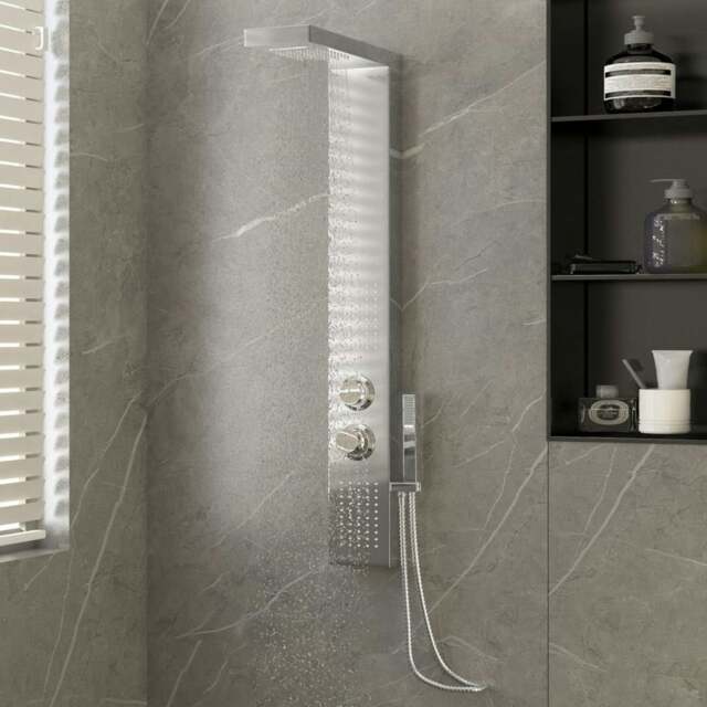 Rackhams Shower Panel System Stainless Steel Square