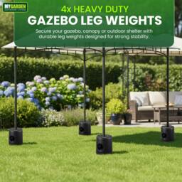 Rackhams My Garden Gazebo Weights 4 Pack - Fillable Marquee Leg Weights for 25mm Poles, Weather Resistant, Water or Sand Filled - thumbnail 3