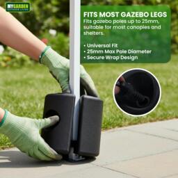 Rackhams My Garden Gazebo Weights 4 Pack - Fillable Marquee Leg Weights for 25mm Poles, Weather Resistant, Water or Sand Filled - thumbnail 6