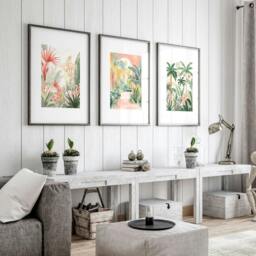 Rackhams Large Canvas Wall Art For Living Room - Set of 3 Beach Decor Wall art Prints - A4 8.27 x 11.69 in / 21 x 29.7 cm - Satin Photo paper 280 gsm - Oak Frame - thumbnail 2