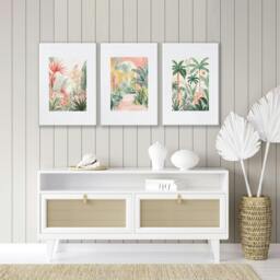 Rackhams Large Canvas Wall Art For Living Room - Set of 3 Beach Decor Wall art Prints - A4 8.27 x 11.69 in / 21 x 29.7 cm - Satin Photo paper 280 gsm - Oak Frame - thumbnail 4