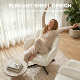 Rackhams Modern Accent Chair, Shell Swivel Armchair, Velvet-Feel Fabric - Dark Blue - thumbnail 5