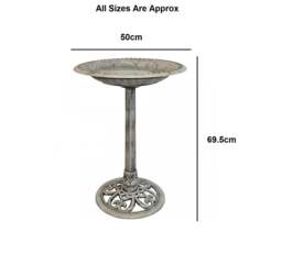 Rackhams Stone Effect Plastic Pedestal Free Standing Wild Bird Bath Outdoor Garden Feeder - Grey - thumbnail 2