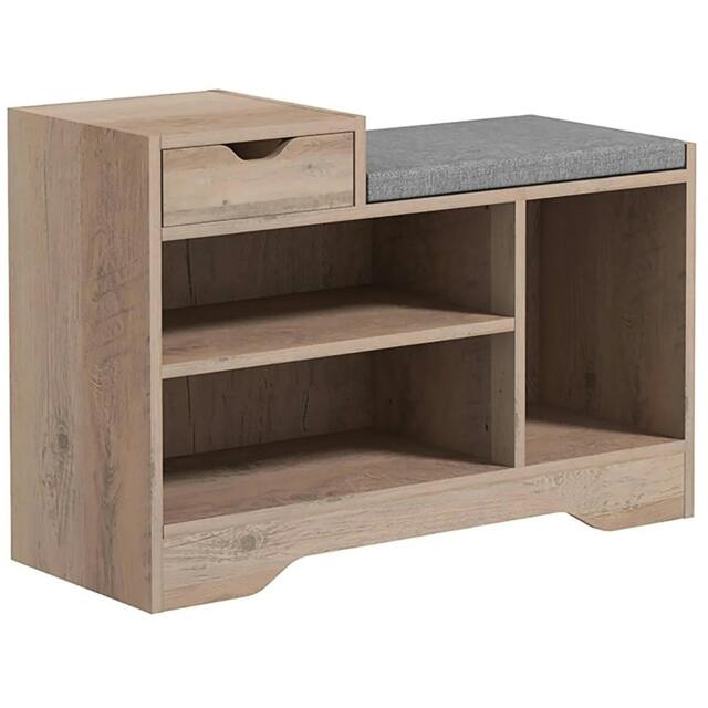 Rackhams Multi-Compartment Shoe Bench, with Seat - Grey