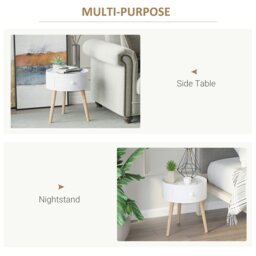 Rackhams Coffee Table Furniture Round Corner Storage Unit Side White Office - White - thumbnail 5