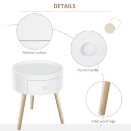 Rackhams Coffee Table Furniture Round Corner Storage Unit Side White Office - White - thumbnail 4