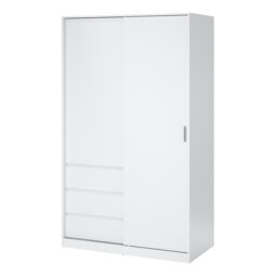 Rackhams Naia Wardrobe with 1 Sliding door + 1 door + 3 drawers in White High Gloss - White - Malemine - 1 - thumbnail 3
