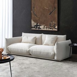 Rackhams Isabella Two Seater, Three Seater Sofa, Boucle Or Velvet, White - Velvet - Off White - 260cm - thumbnail 1