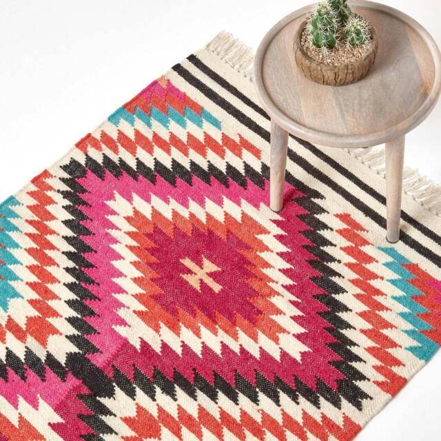 Rackhams Manila Handwoven Diamond Kilim Wool Rug - 90 x 150 cm - image 1