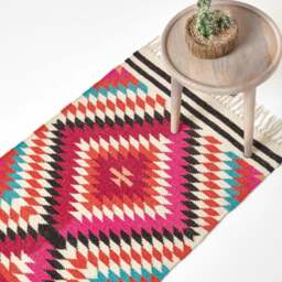 Rackhams Manila Handwoven Diamond Kilim Wool Rug - 90 x 150 cm - thumbnail 2