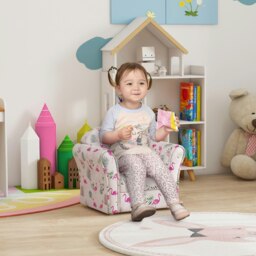 Rackhams Kids Sofa Chair with Flamingo Design for Bedroom, Playroom, Pink