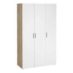 Rackhams Pepe Wardrobe with 3 doors in Oak with White High Gloss - White - Malemine - 1 - thumbnail 1