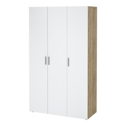 Rackhams Pepe Wardrobe with 3 doors in Oak with White High Gloss - White - Malemine - 1 - thumbnail 3