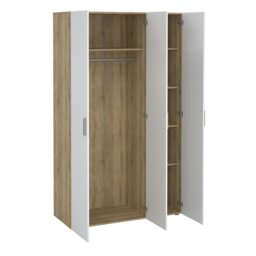 Rackhams Pepe Wardrobe with 3 doors in Oak with White High Gloss - White - Malemine - 1 - thumbnail 4