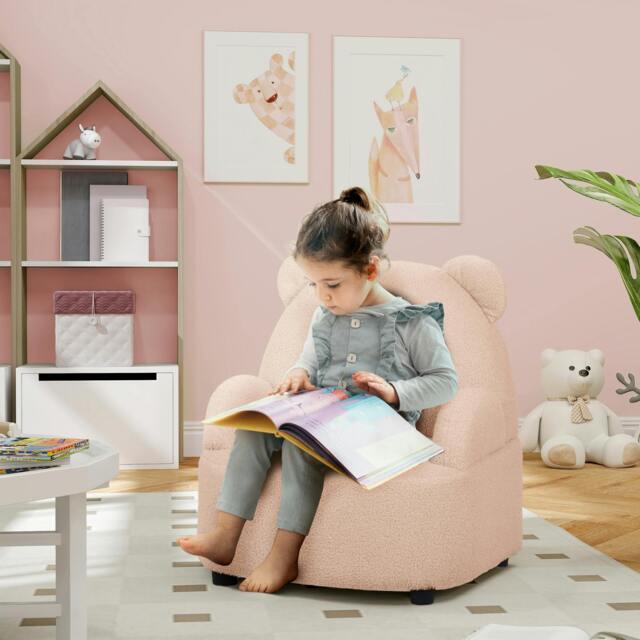 Rackhams Kids Armchair, Bear Shaped Toddler Chair for Bedroom - Pink - image 1