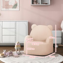 Rackhams Kids Armchair, Bear Shaped Toddler Chair for Bedroom - Pink - thumbnail 3