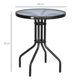 Rackhams Outdoor Bistro Table Rounding Dining Tempered Glass Top Black 60cm - thumbnail 5