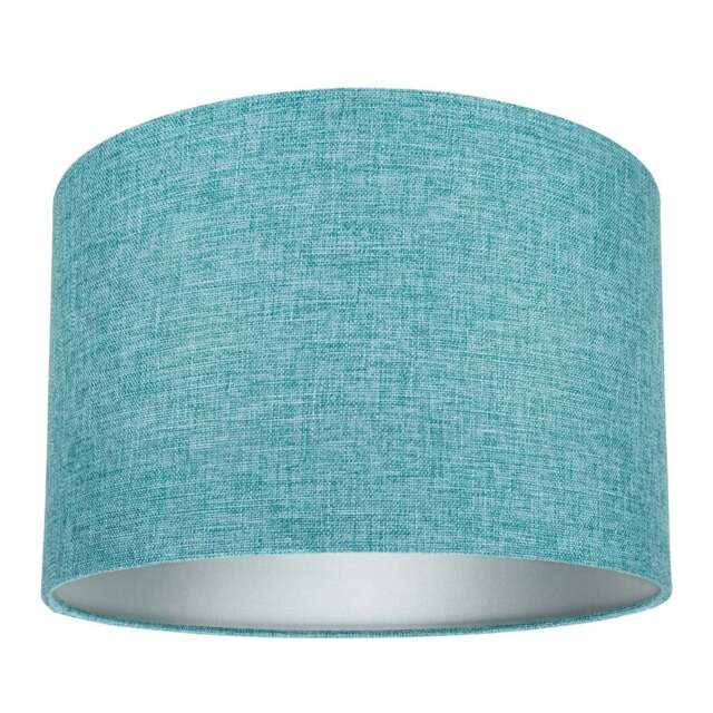 Rackhams Contemporary and Sleek 12 Inch Teal Linen Fabric Drum Lamp Shade 60w Maximum - image 1