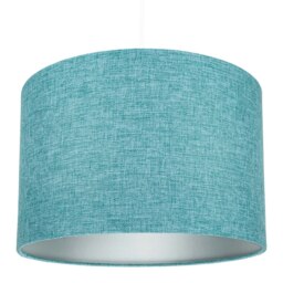 Rackhams Contemporary and Sleek 12 Inch Teal Linen Fabric Drum Lamp Shade 60w Maximum - thumbnail 6