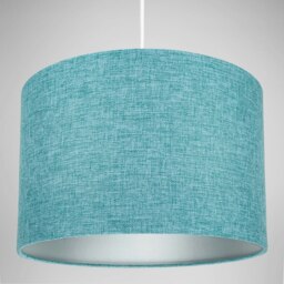 Rackhams Contemporary and Sleek 12 Inch Teal Linen Fabric Drum Lamp Shade 60w Maximum - thumbnail 4