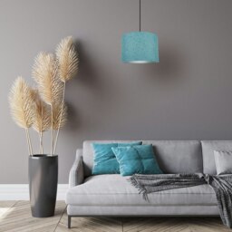 Rackhams Contemporary and Sleek 12 Inch Teal Linen Fabric Drum Lamp Shade 60w Maximum - thumbnail 5