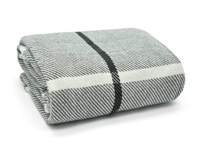 Rackhams Check Cotton Tassel Throw - 127cm x 152cm - Grey - image 1