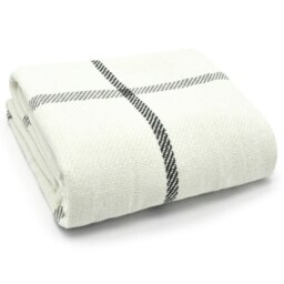 Rackhams Check Cotton Tassel Throw - 127cm x 152cm - Grey - thumbnail 2